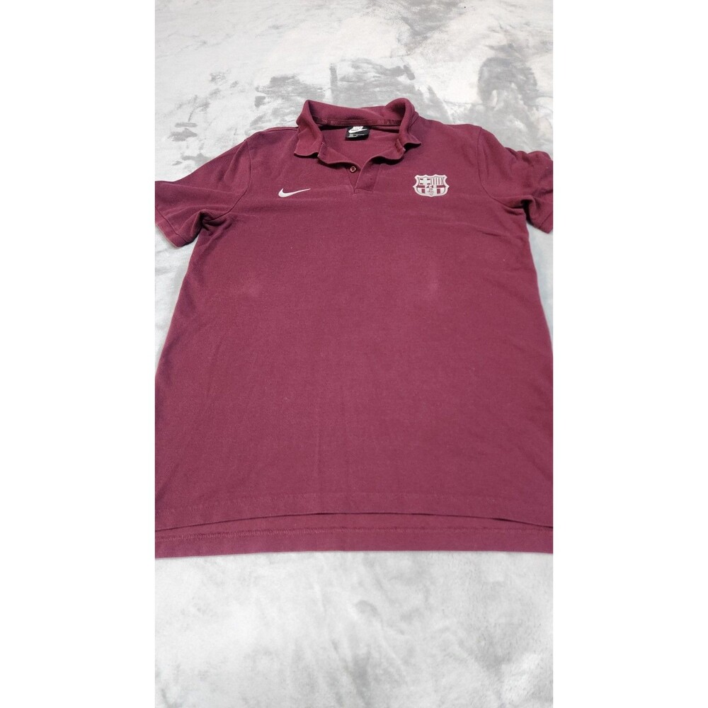 FC Barcelona NIKE Medium Red White Logo Polo T Shirt